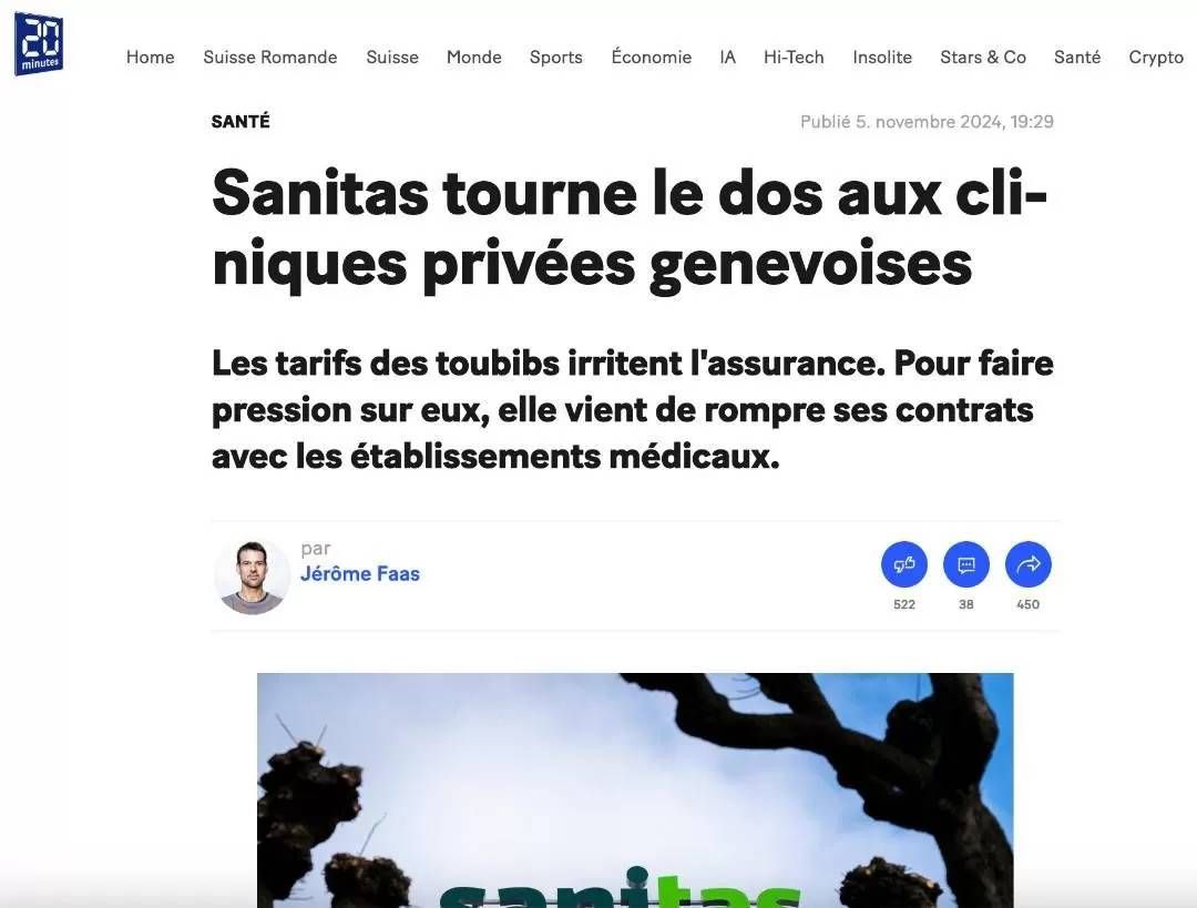 Sanitas tourne le dos aux cliniques privées genevoises