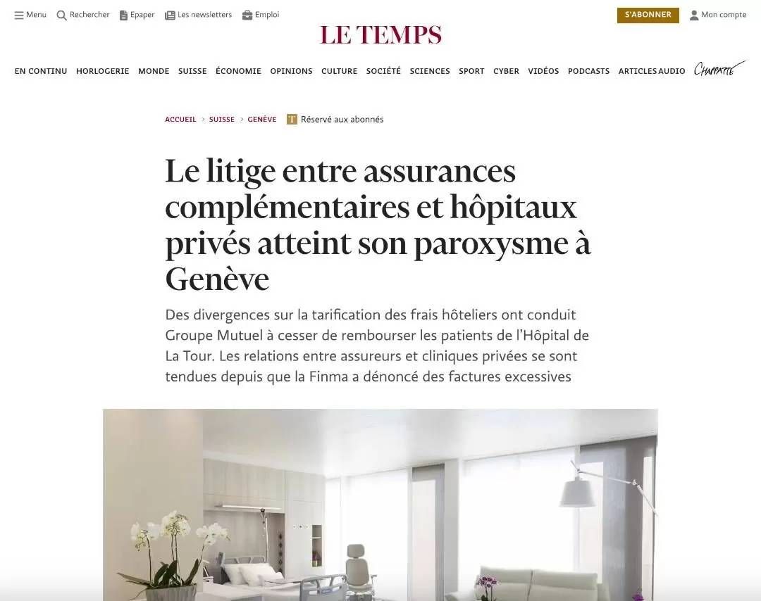 Le litige entre assurances complémentaires et hôpitaux privés atteint son paroxysme à Genève