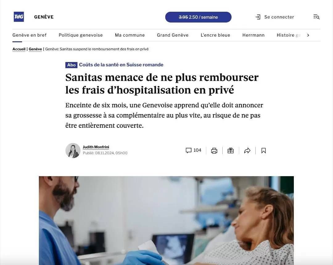 Sanitas menace de ne plus rembourser les frais d’hospitalisation en privé
